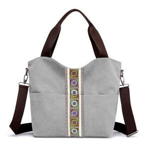 Modern Bag Bags Top Handle Satchel Handbags Embroide Canvas Roomy Bag Bag With